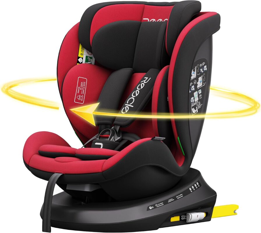 Silla de coche giratoria 360° REECLE i-Size 40–150 cm – Rojo