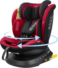 Siege Auto Bebe 0 à 36kg Reecle i-Size 360° Pivotant ISOFIX | ECE R129 Rouge
