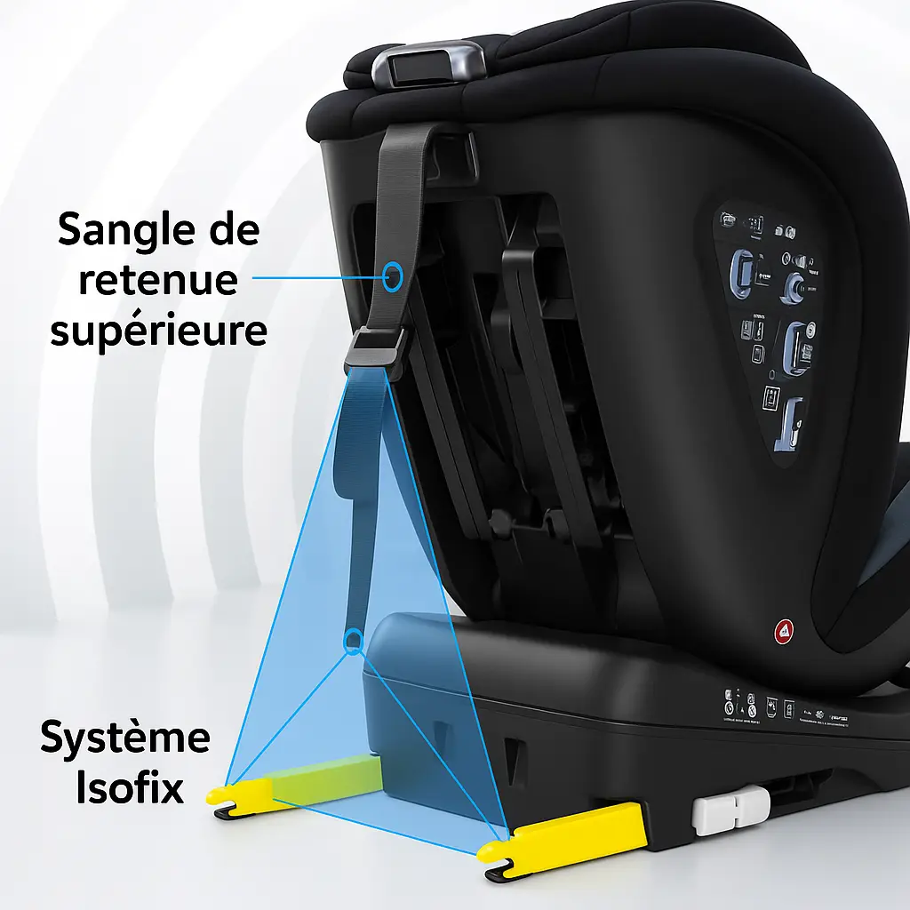 Vue arrière siège auto Reecle ISOFIX - Système de fixation sécurisé